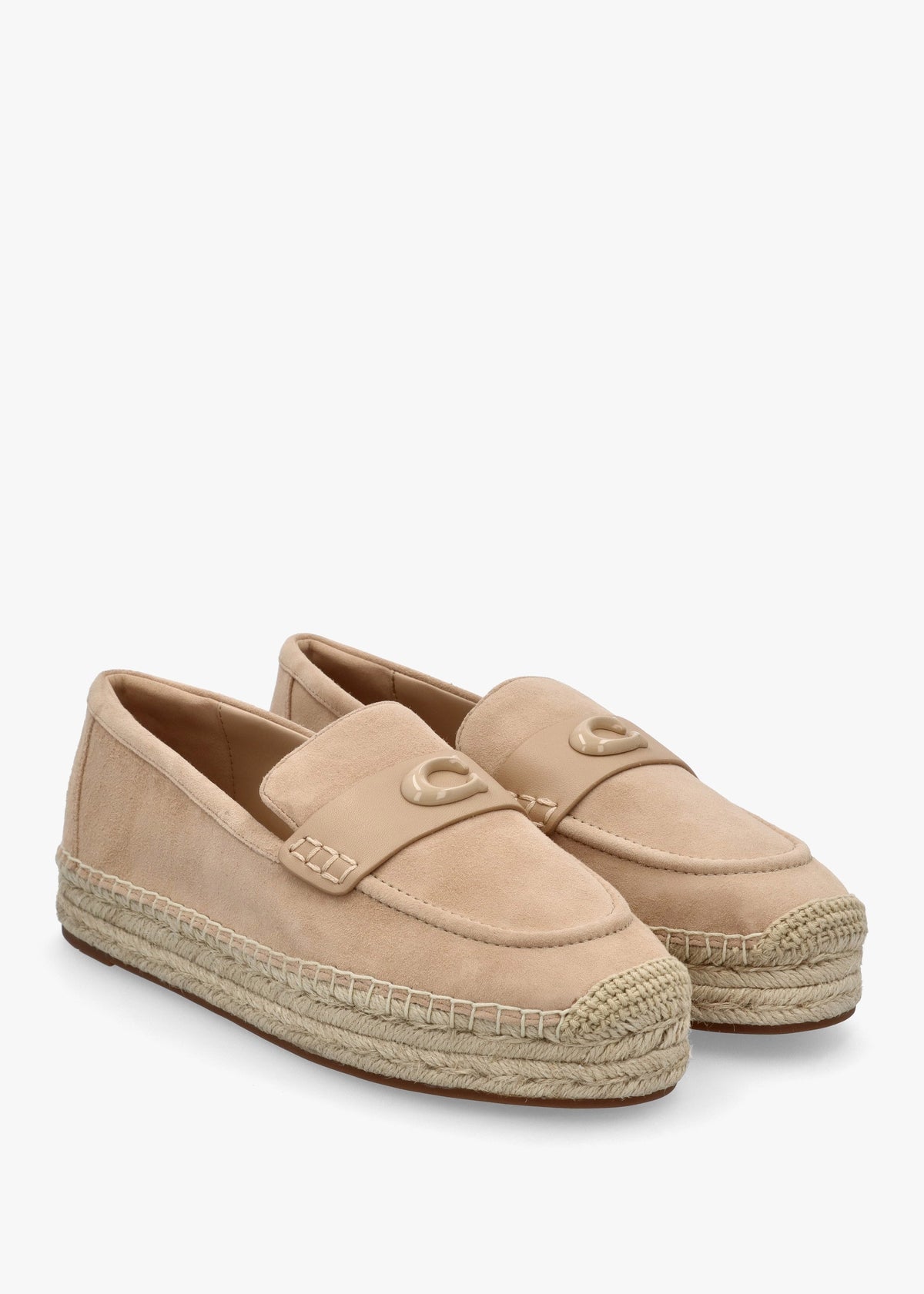 Camilla Beechwood Suede Logo Flat Espadrilles