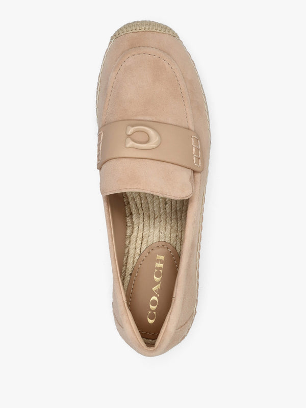 Camilla Beechwood Suede Logo Flat Espadrilles