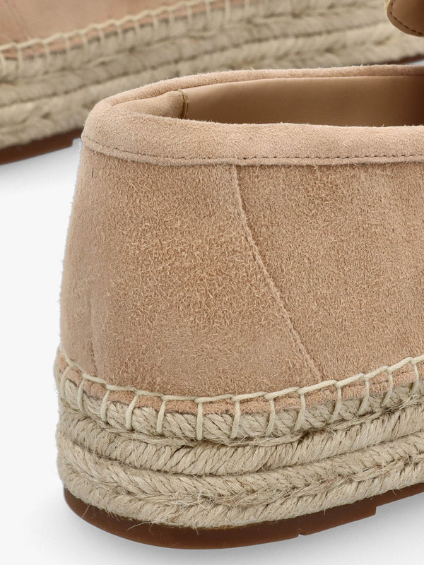 Camilla Beechwood Suede Logo Flat Espadrilles