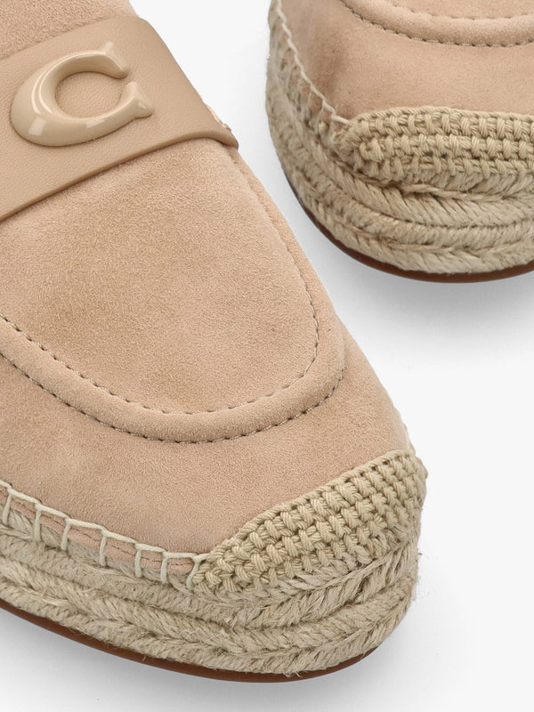 Camilla Beechwood Suede Logo Flat Espadrilles