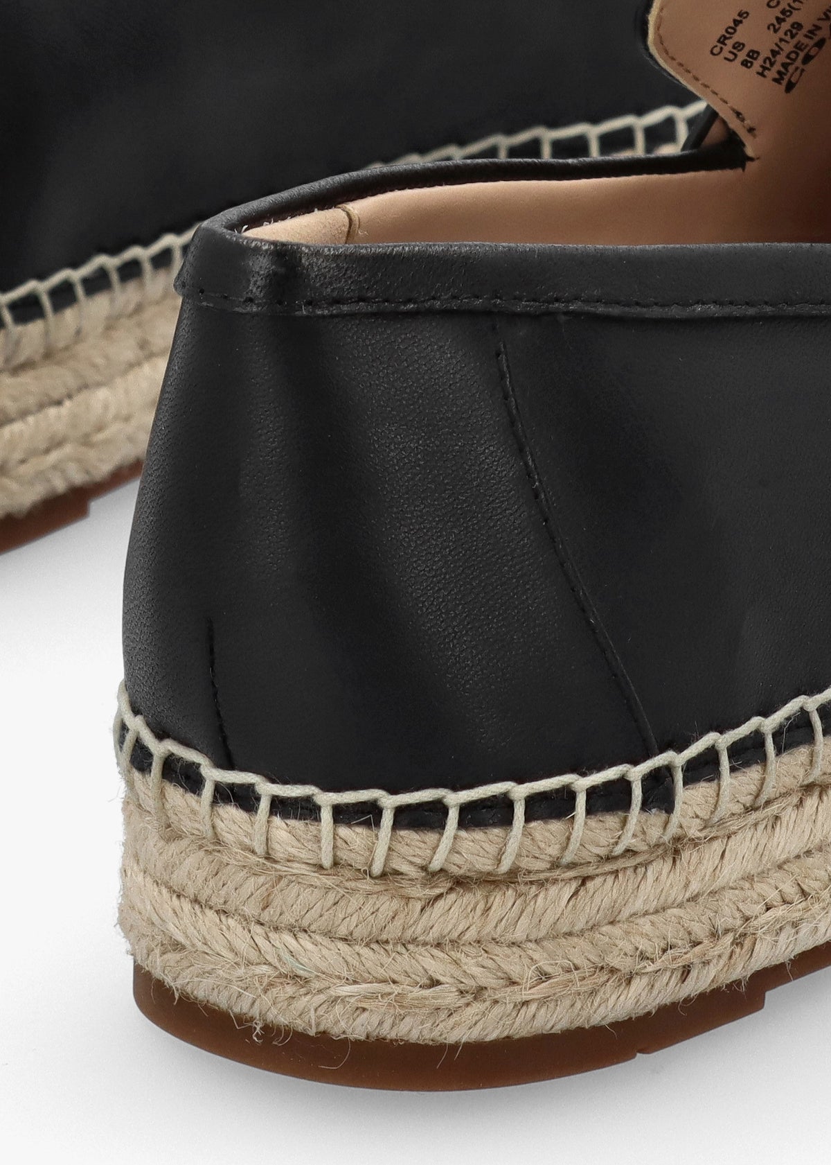 Camilla Black Leather Logo Flat Espadrilles
