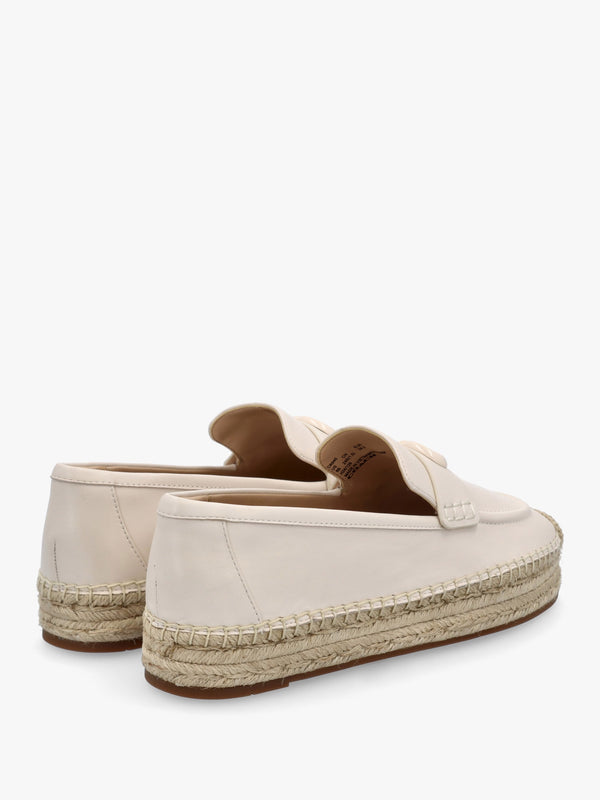 Camilla Chalk Leather Logo Flat Espadrilles
