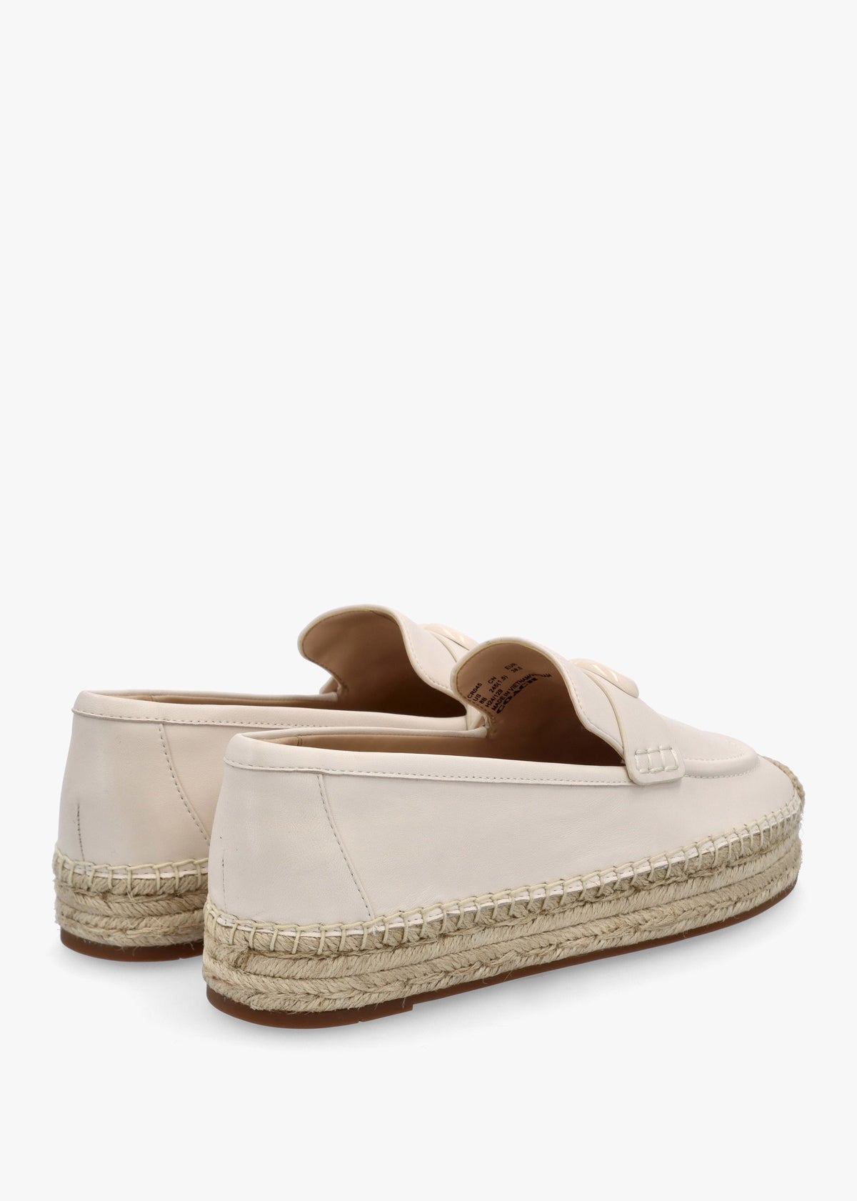 Camilla Chalk Leather Logo Flat Espadrilles