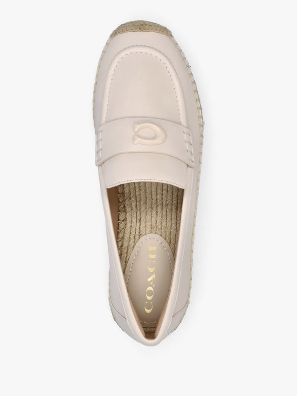 Camilla Chalk Leather Logo Flat Espadrilles