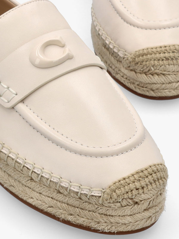 Camilla Chalk Leather Logo Flat Espadrilles