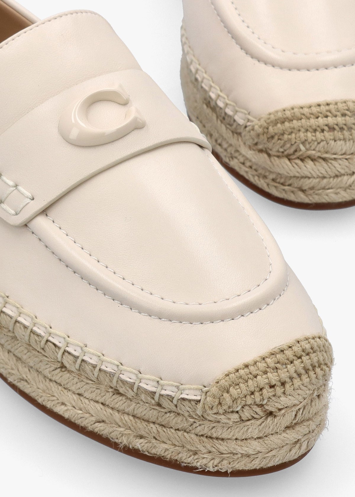 Camilla Chalk Leather Logo Flat Espadrilles