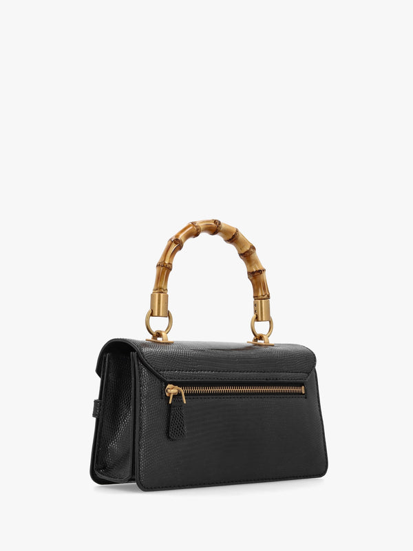 Sibel Black Bamboo Top Handle Cross-Body Bag