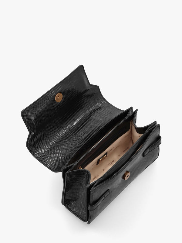 Sibel Black Bamboo Top Handle Cross-Body Bag