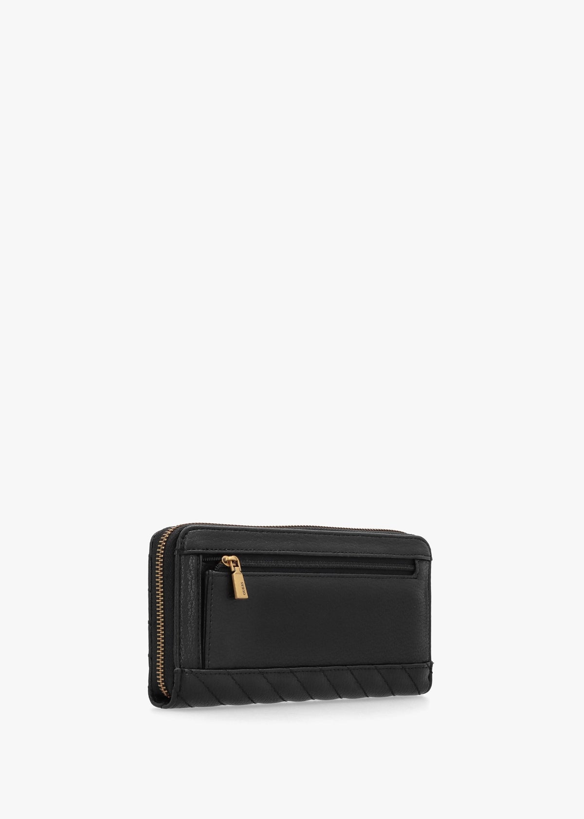 Large Sela Quilted Black Zip Around Wallet