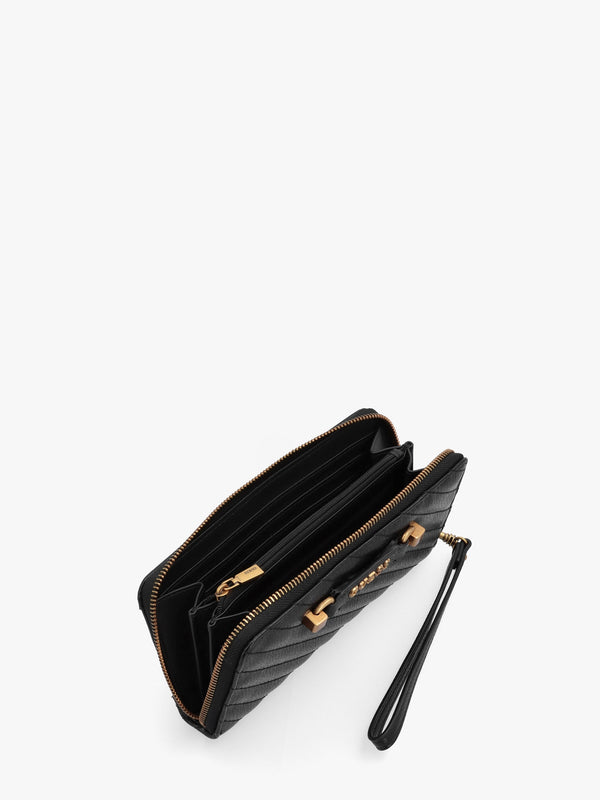 Large Sela Quilted Black Zip Around Wallet