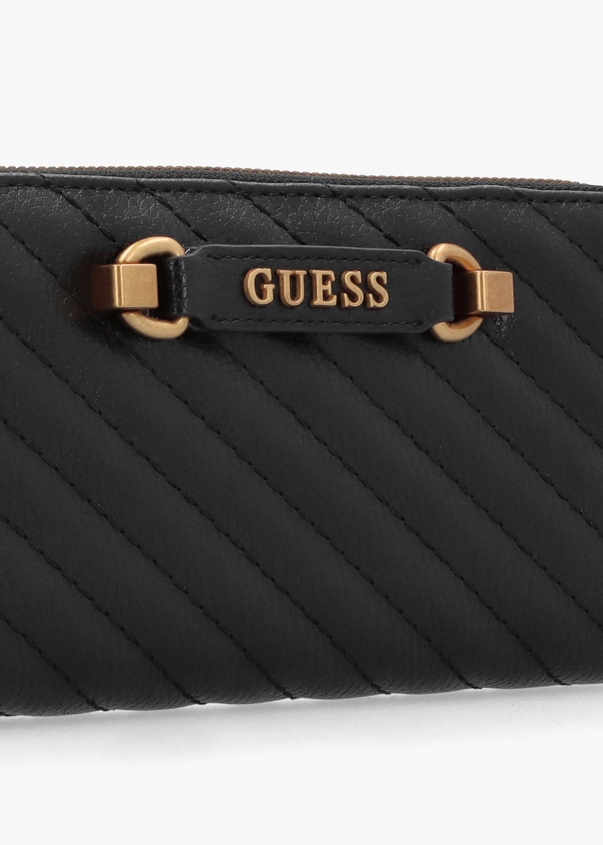 Large Sela Quilted Black Zip Around Wallet