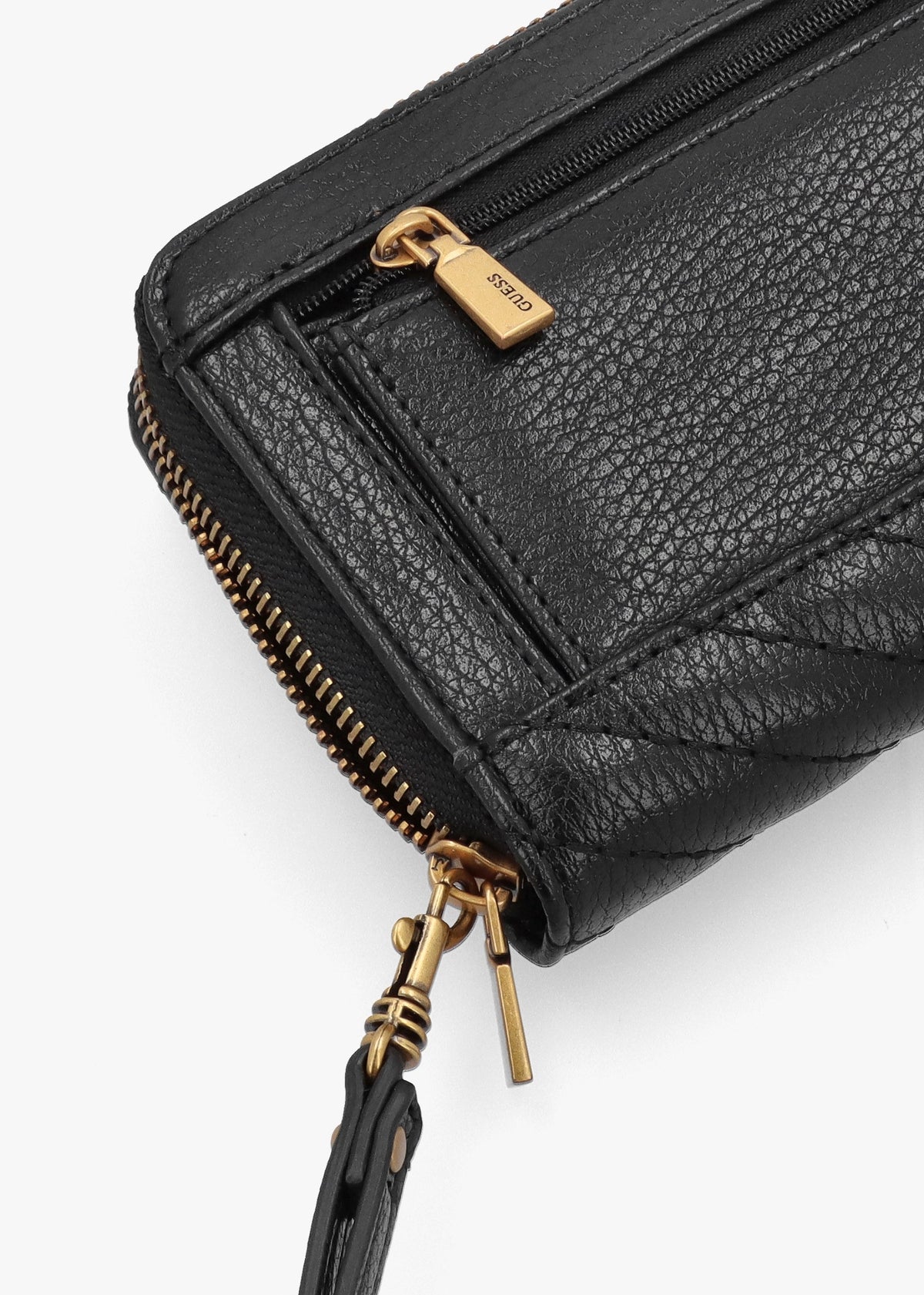 Large Sela Quilted Black Zip Around Wallet