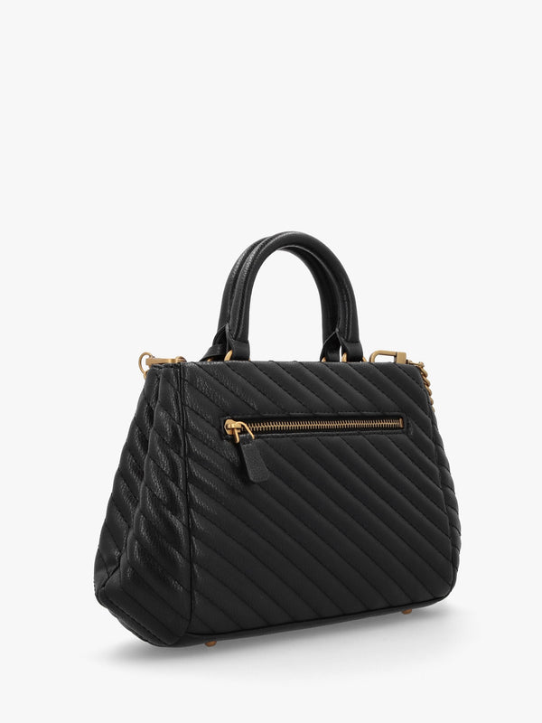 Small Sela Quilted Black Girlfriend Satchel Bag