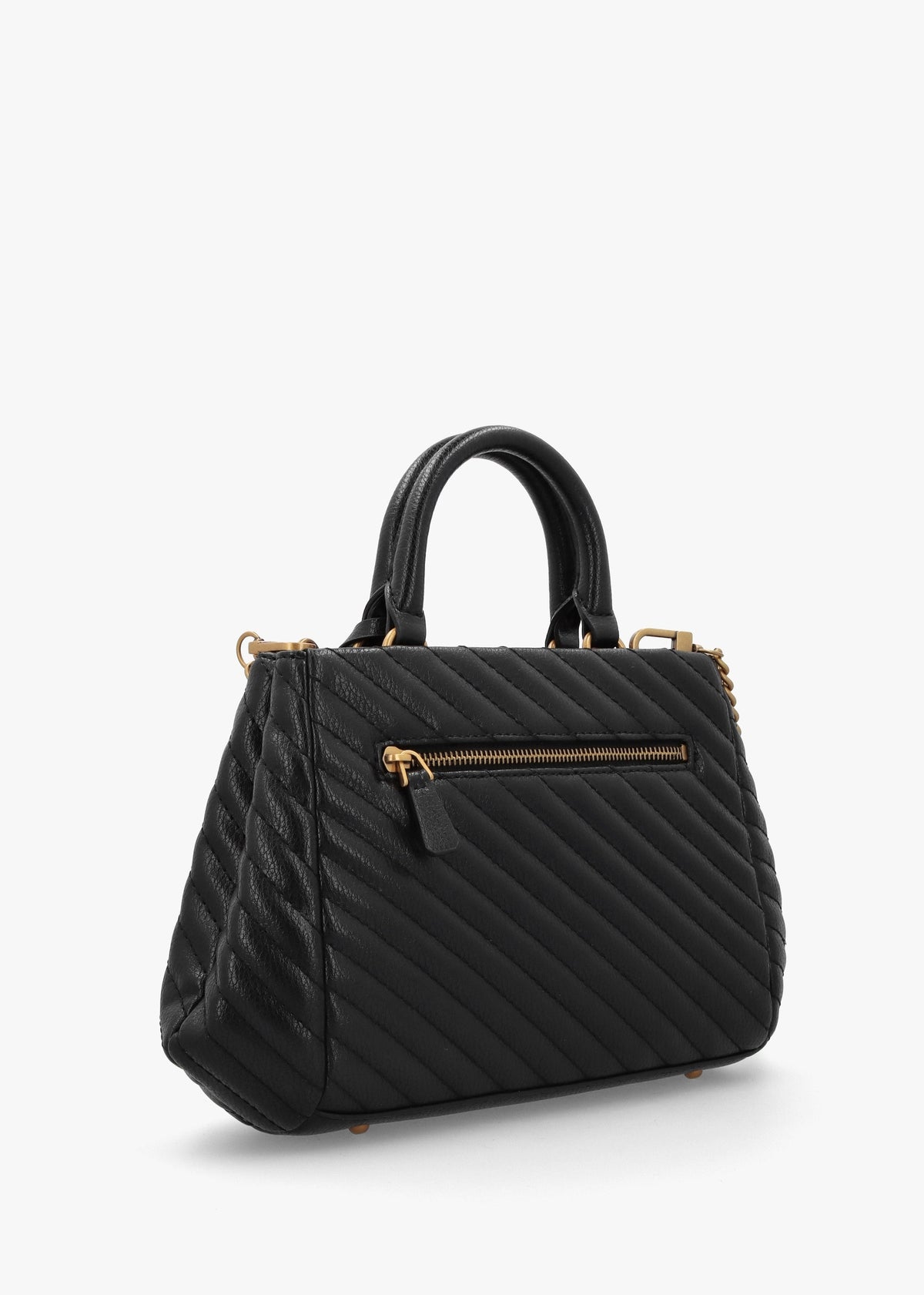 Small Sela Quilted Black Girlfriend Satchel Bag