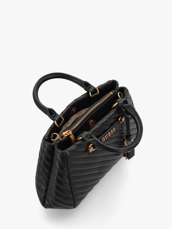 Small Sela Quilted Black Girlfriend Satchel Bag