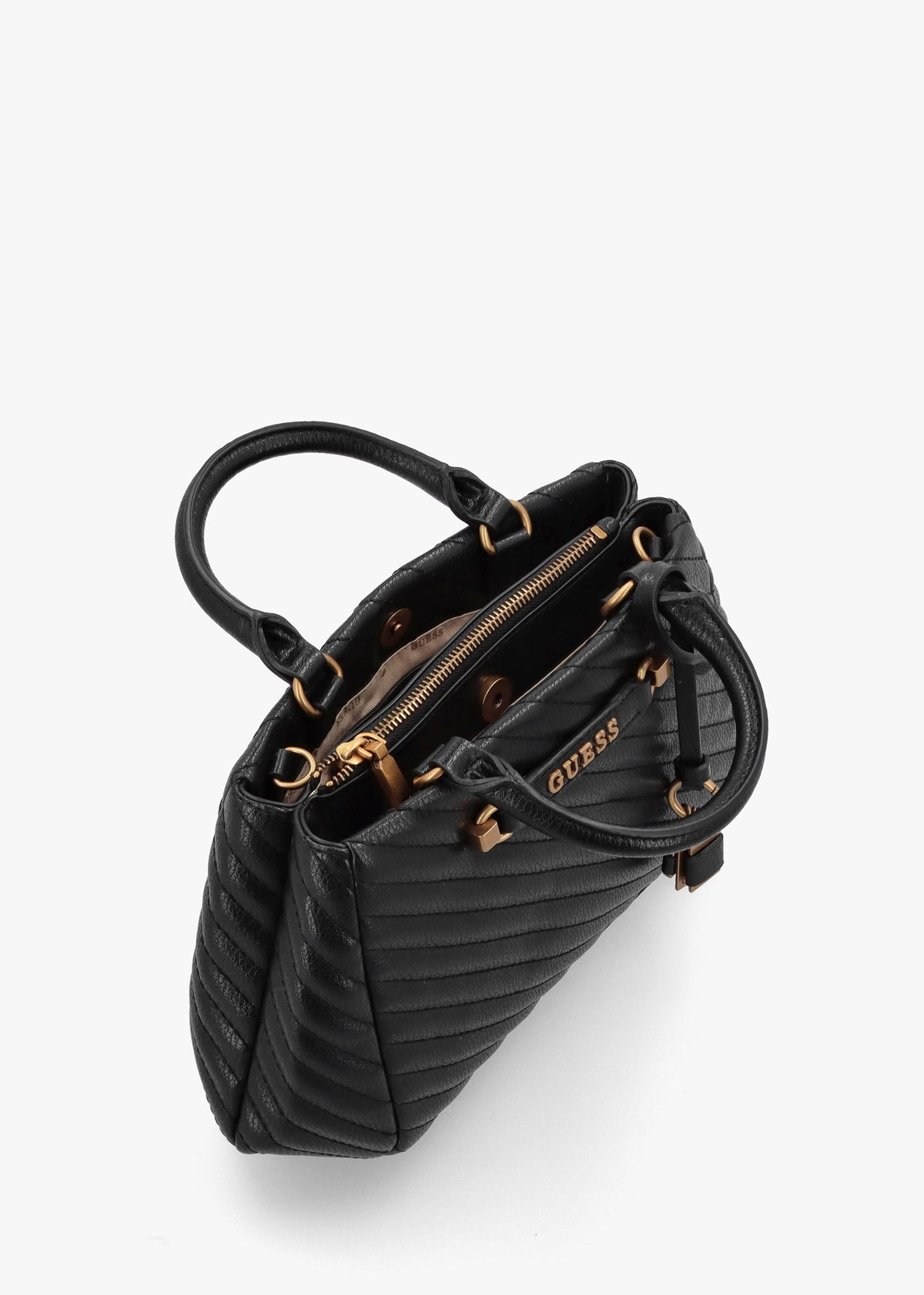 Small Sela Quilted Black Girlfriend Satchel Bag