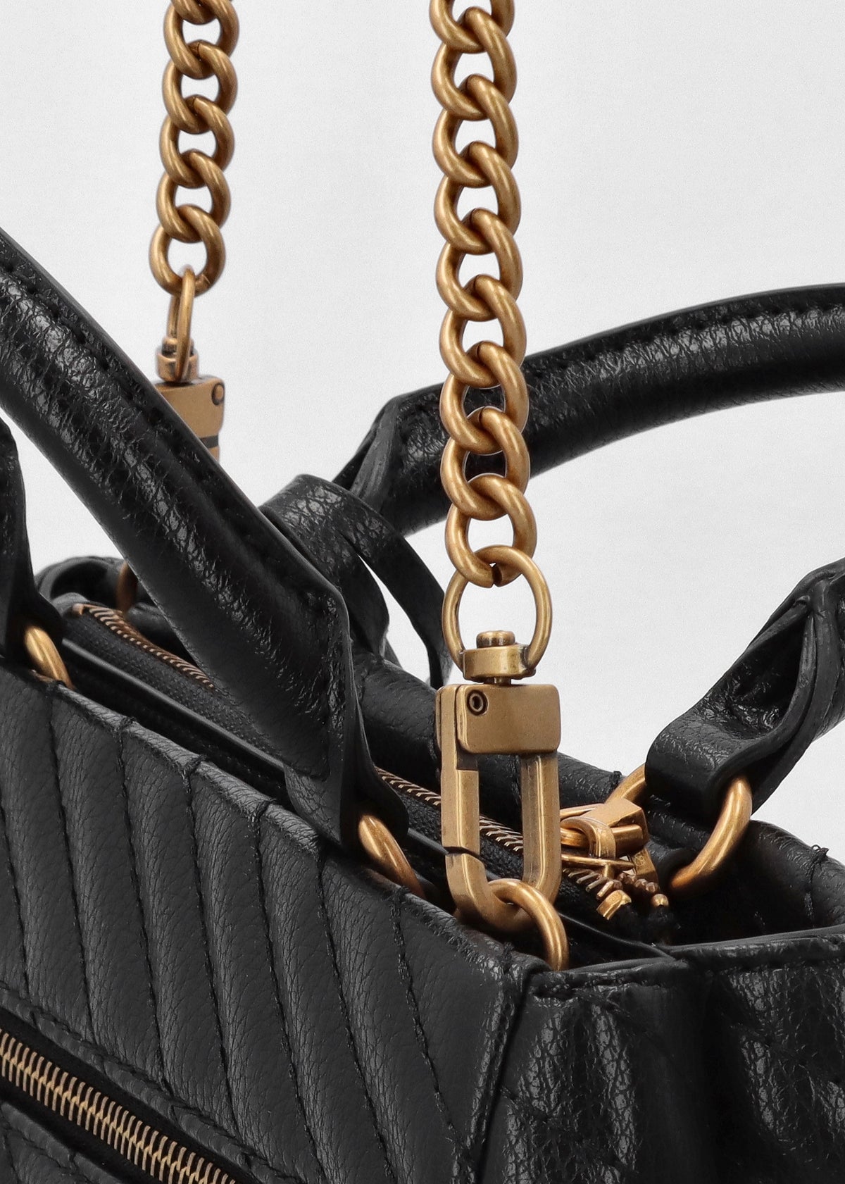Small Sela Quilted Black Girlfriend Satchel Bag