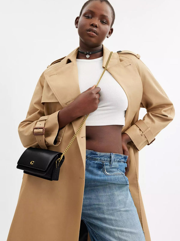 Evie Black Leather Wallet On A Chain Bag