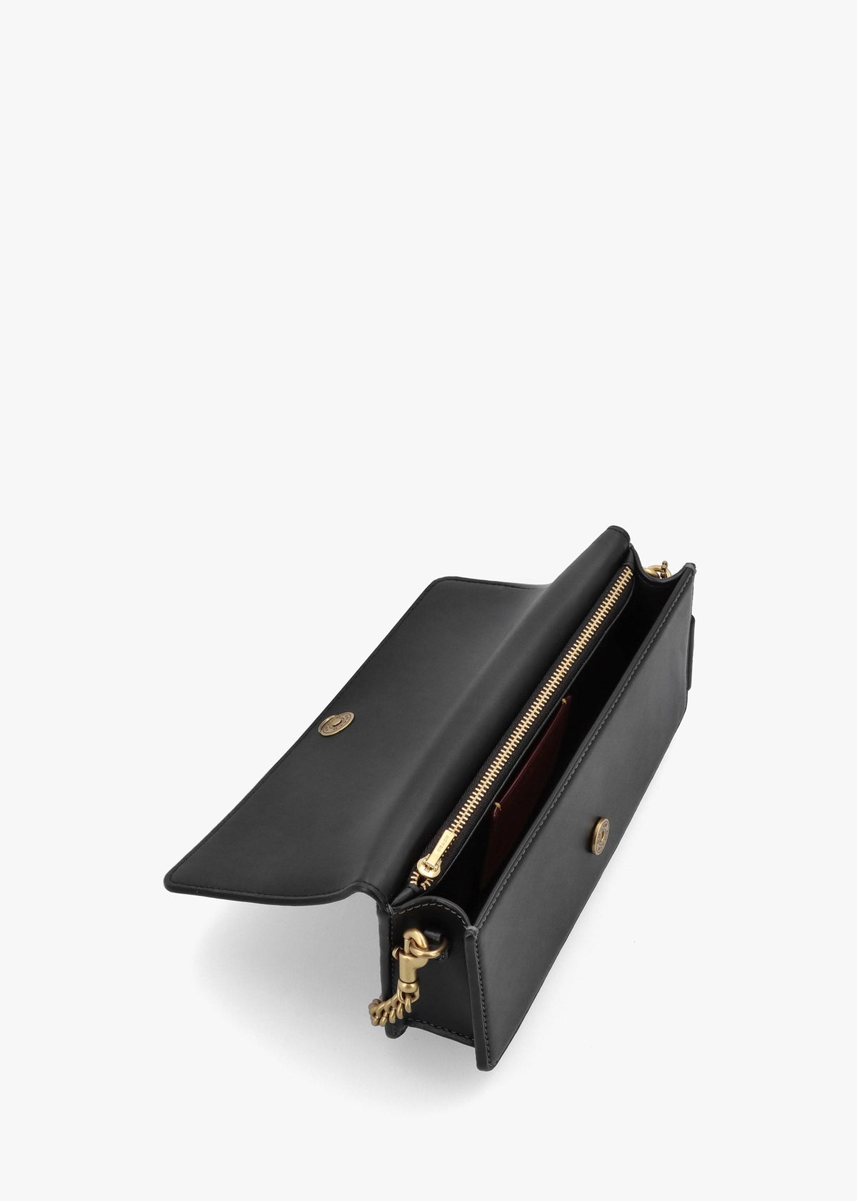 Evie Black Leather Wallet On A Chain Bag