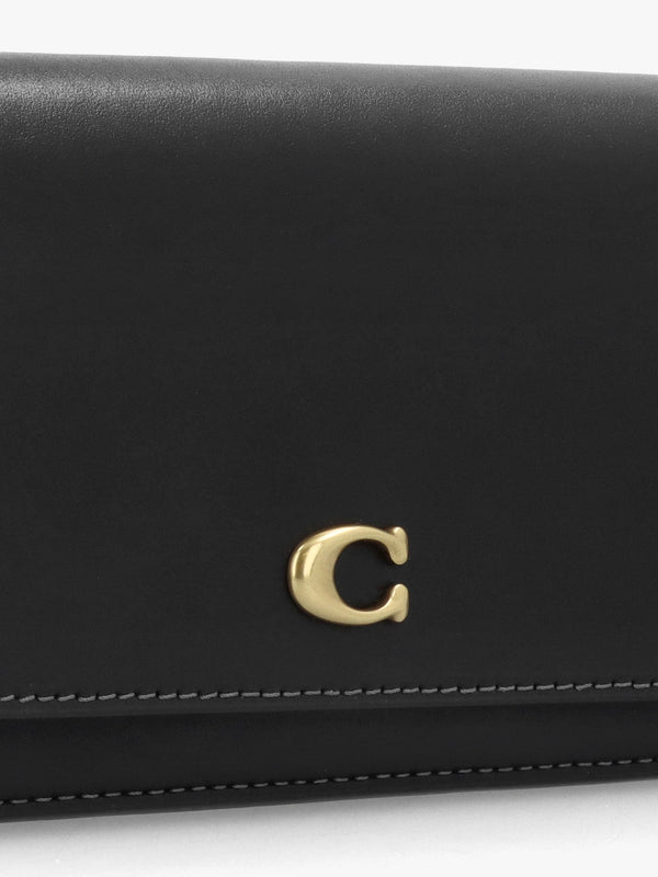 Evie Black Leather Wallet On A Chain Bag