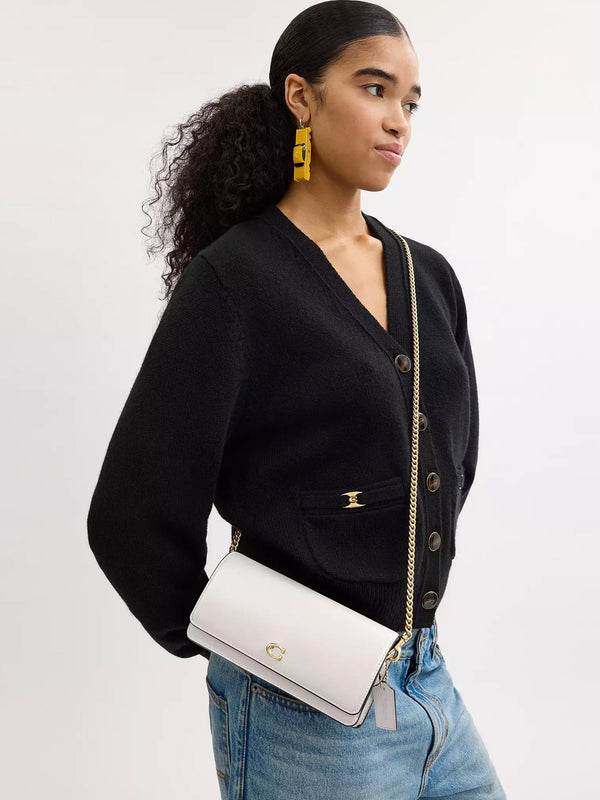 Evie Chalk Leather Wallet On A Chain Bag