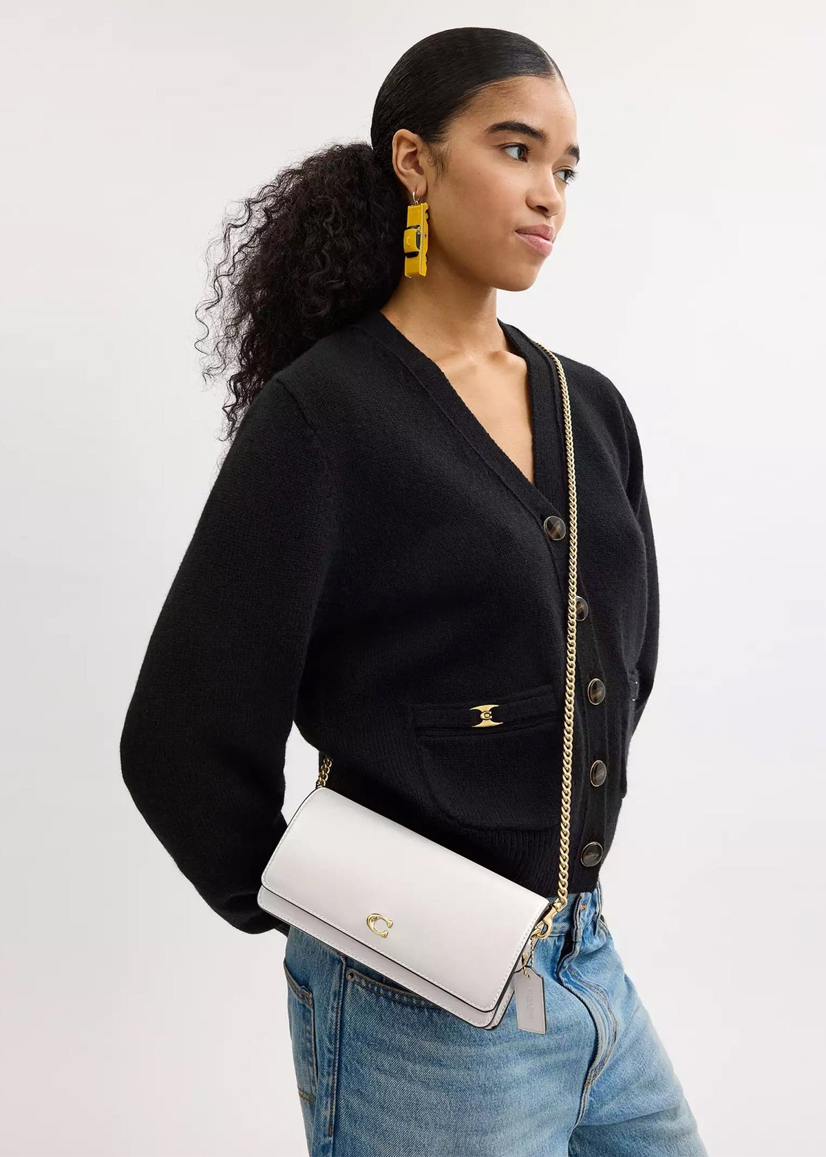Evie Chalk Leather Wallet On A Chain Bag