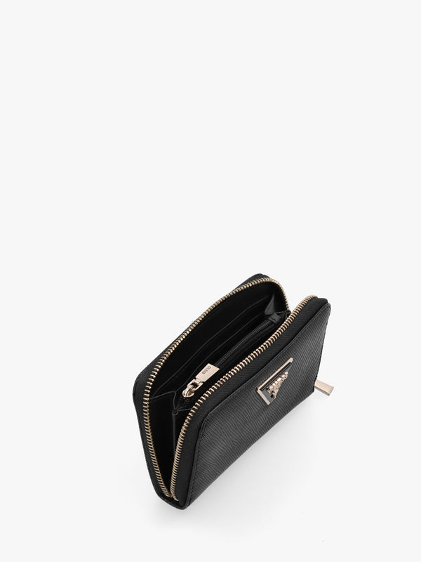 Medium Laural Black Zip Around Wallet