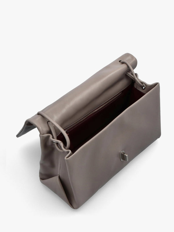 The Large Dual Cement Leather Shoulder Bag