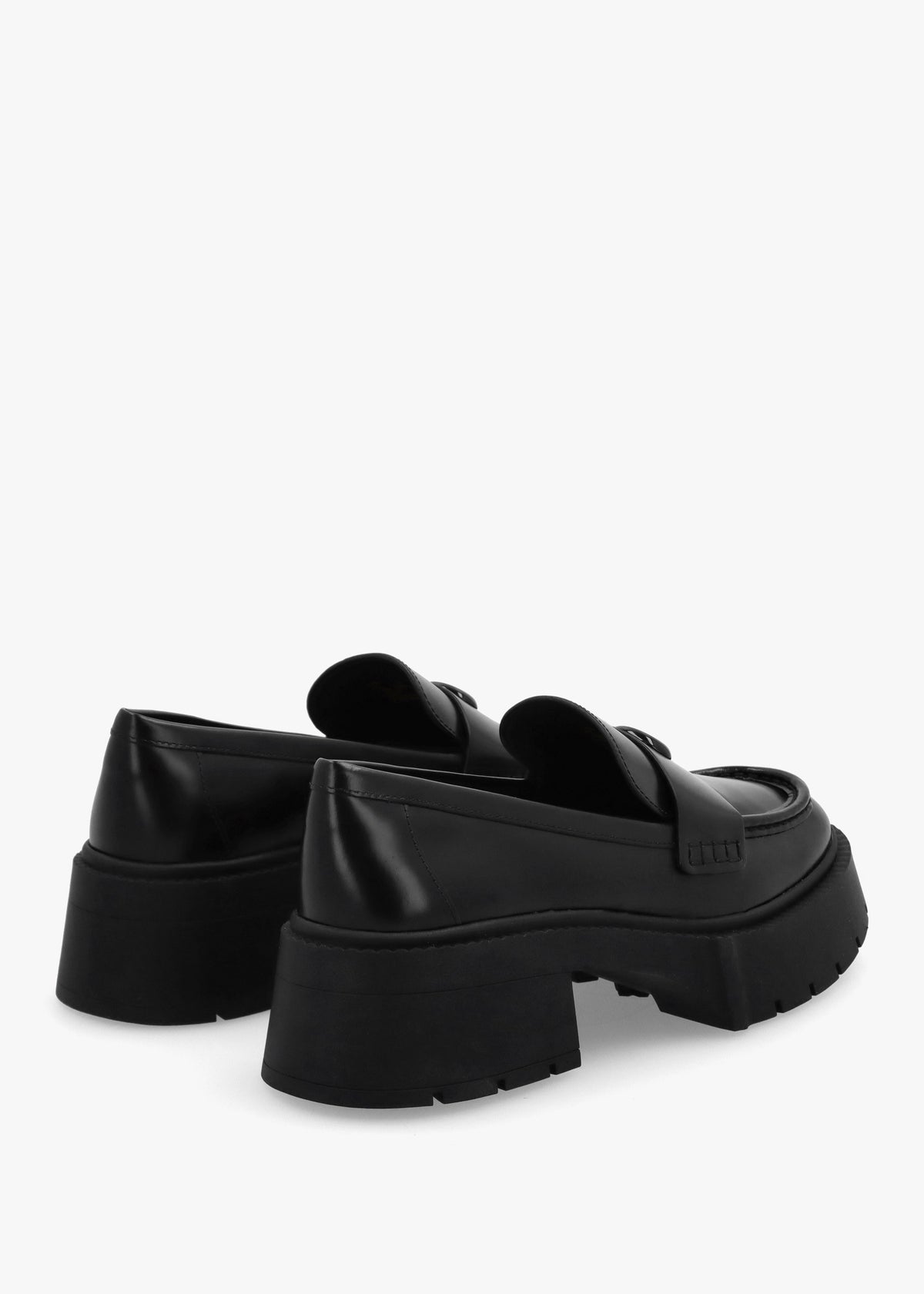 Leah Black Leather Platform Loafers
