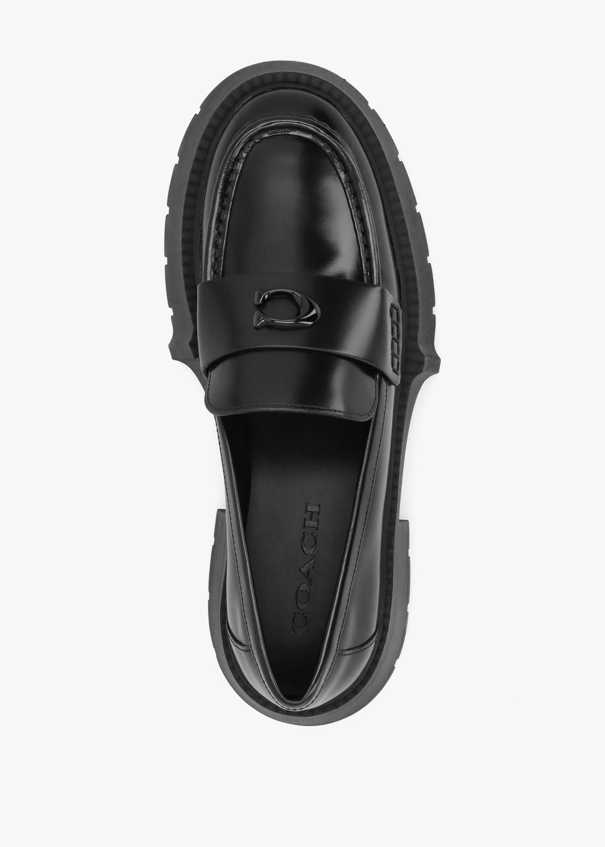 Leah Black Leather Platform Loafers