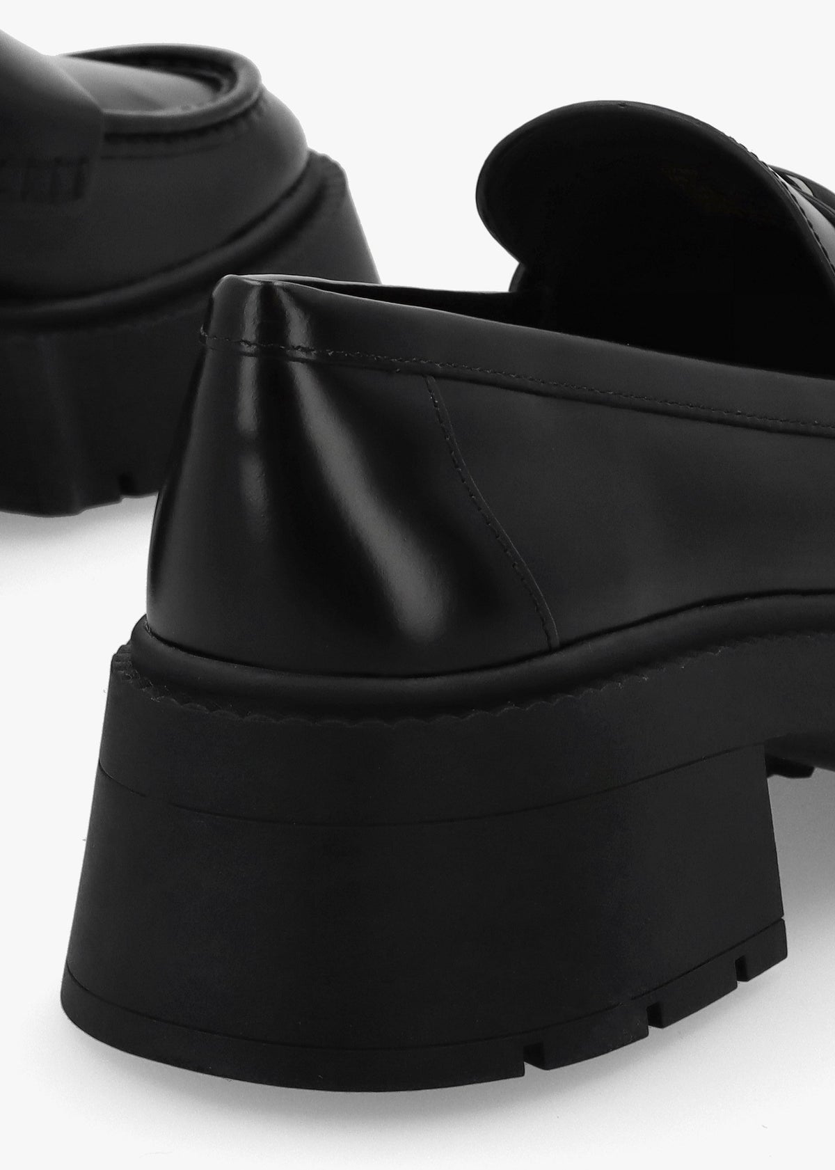 Leah Black Leather Platform Loafers