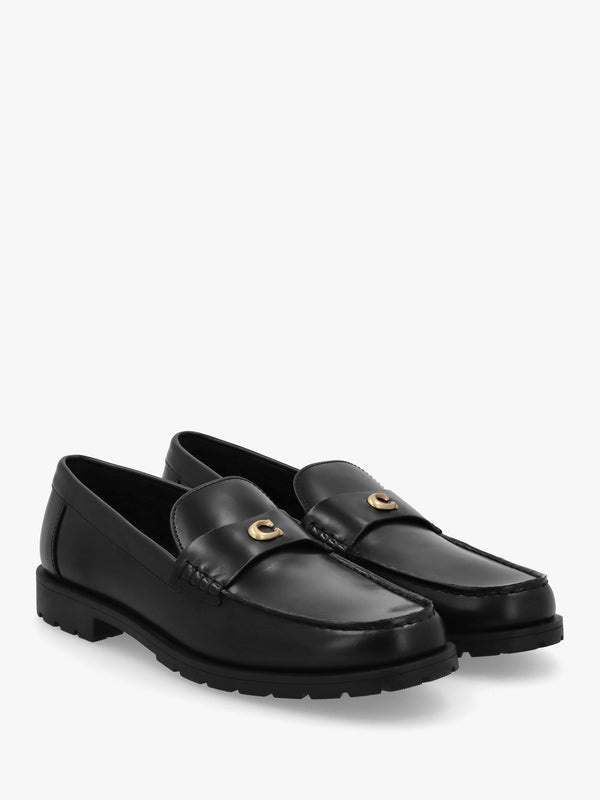 Jocelyn Black Leather Loafers