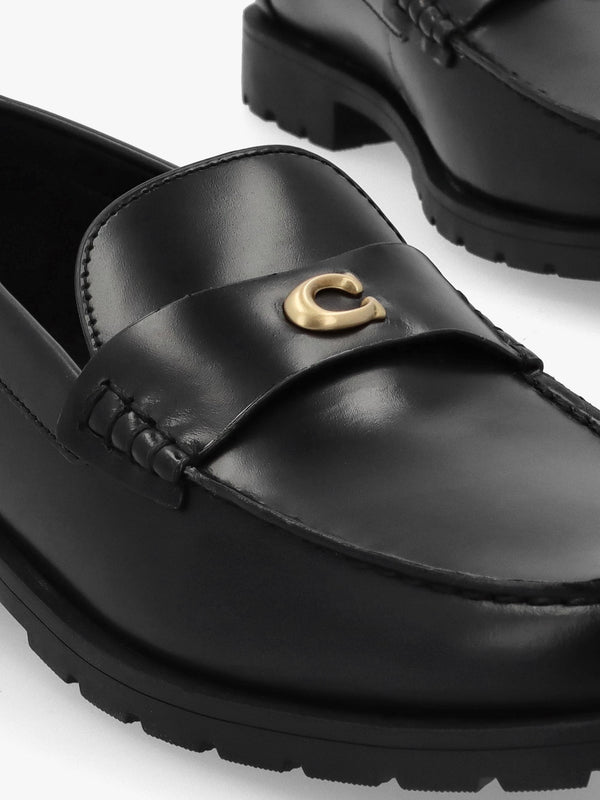 Jocelyn Black Leather Loafers