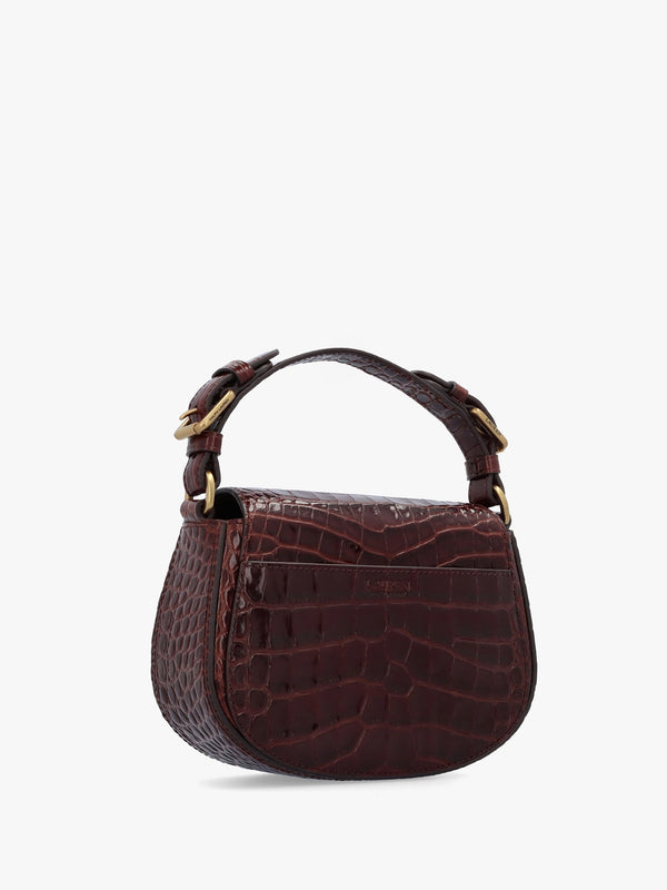 Embossed Tanner Medium Dark Mahogany Leather Cross-Body Bag