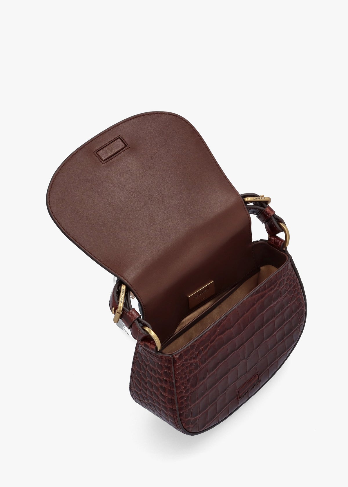 Embossed Tanner Medium Dark Mahogany Leather Cross-Body Bag