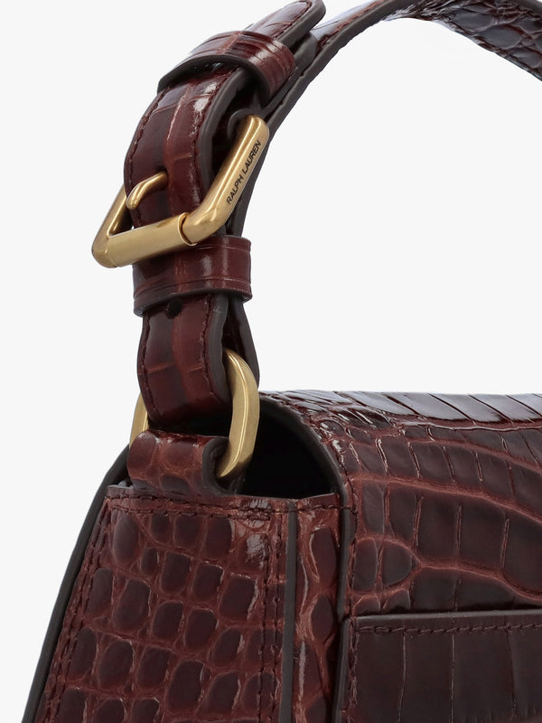 Embossed Tanner Medium Dark Mahogany Leather Cross-Body Bag