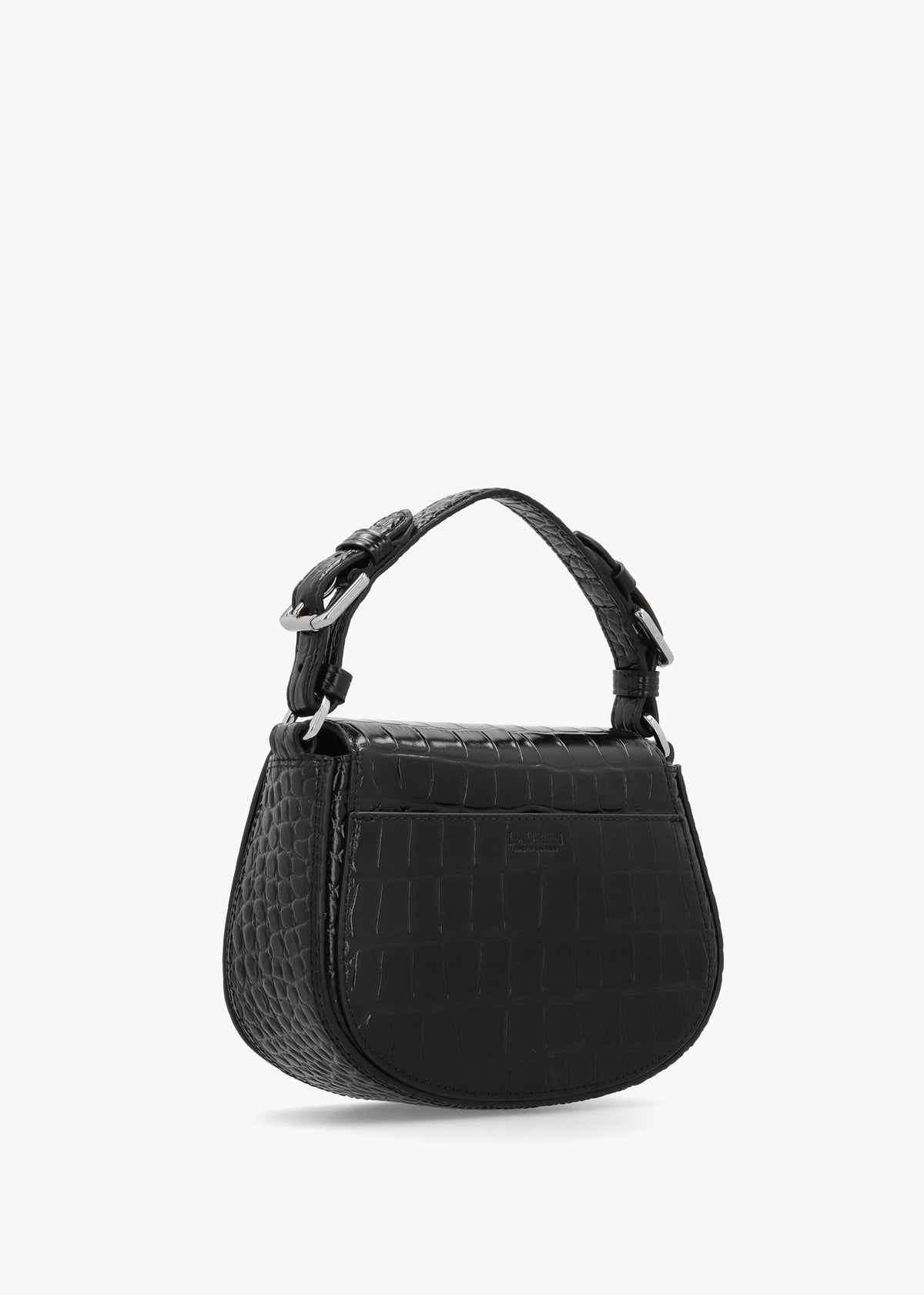 Embossed Tanner Medium Black Leather Cross-Body Bag