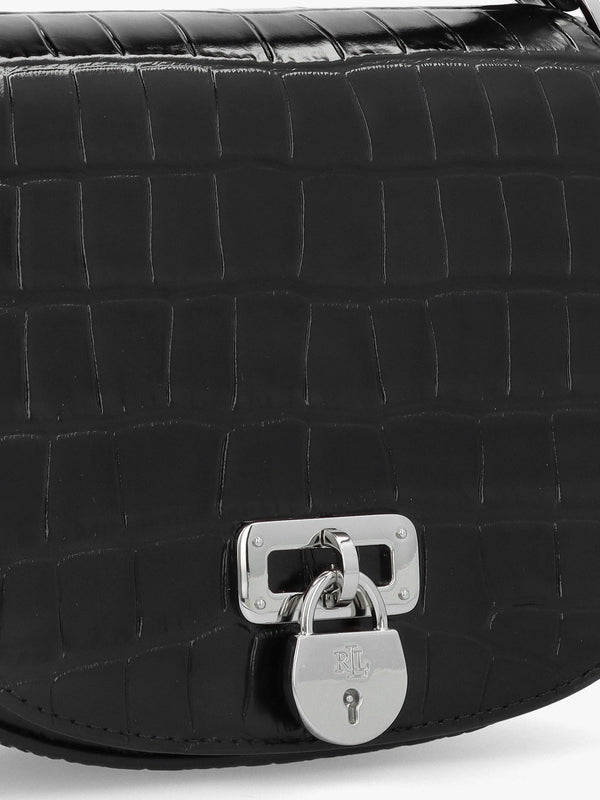 Embossed Tanner Medium Black Leather Cross-Body Bag