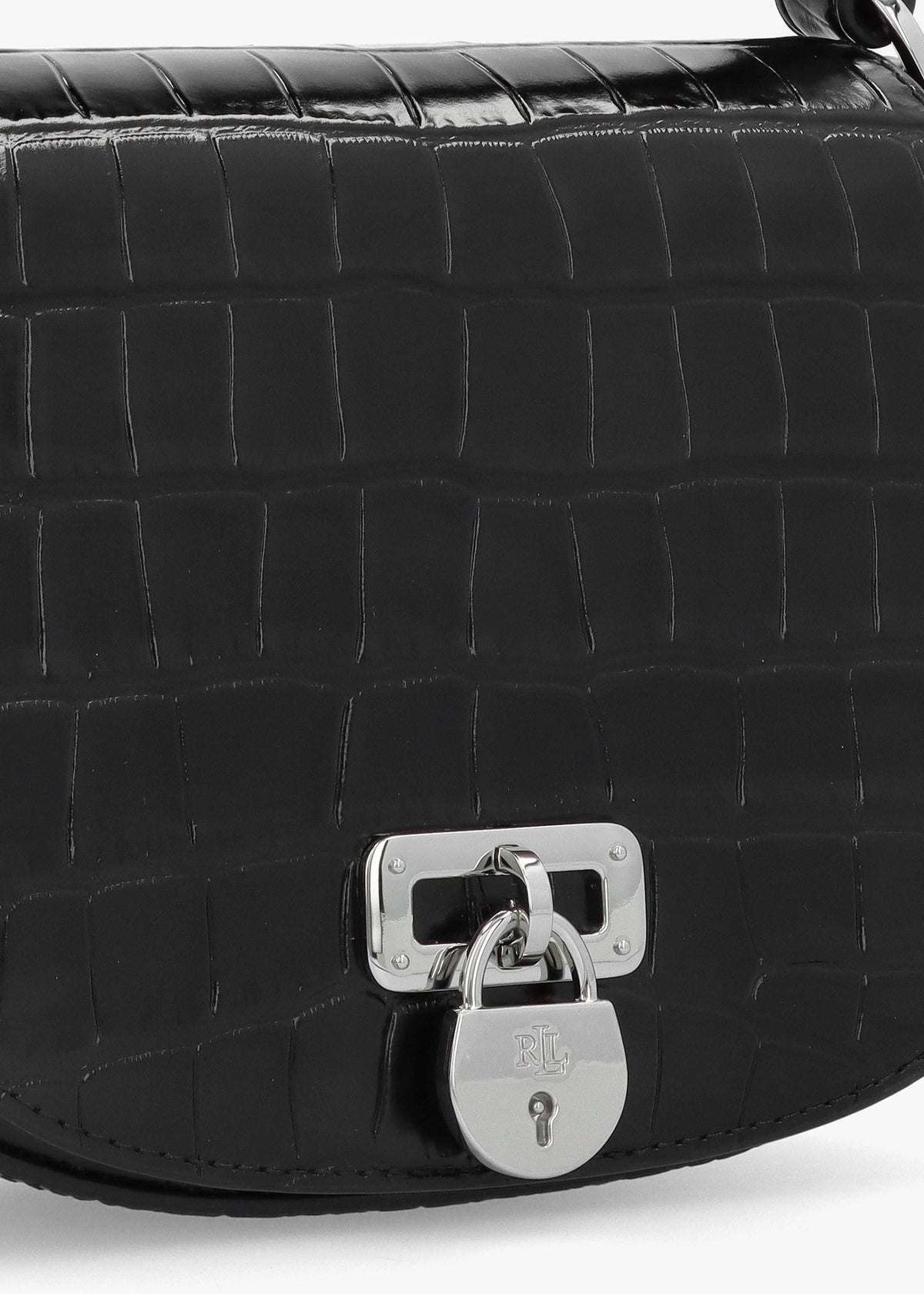 Embossed Tanner Medium Black Leather Cross-Body Bag