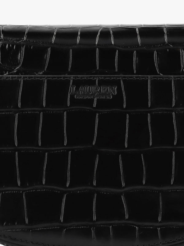 Embossed Tanner Medium Black Leather Cross-Body Bag