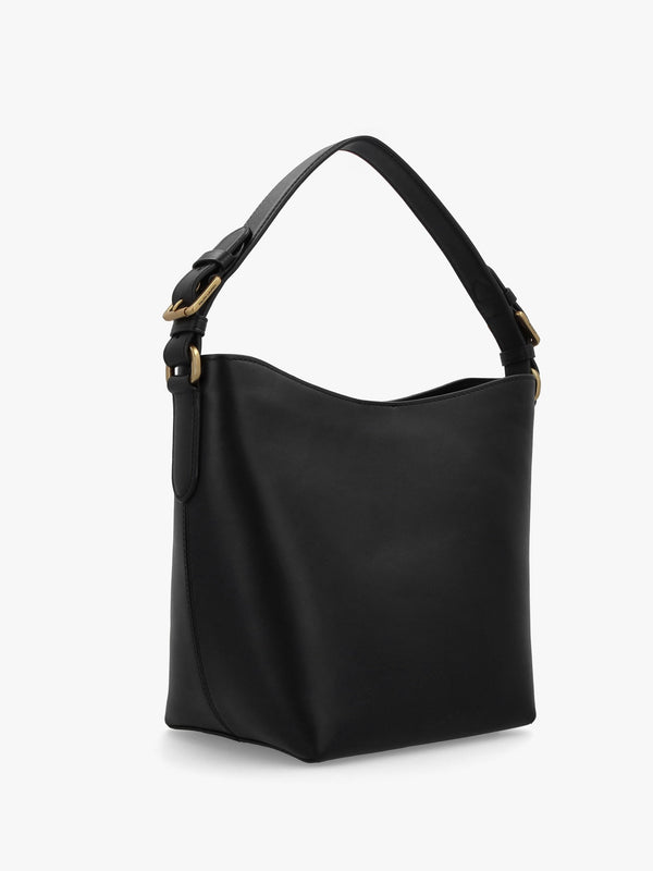 Witley Medium Black Leather Bucket Bag