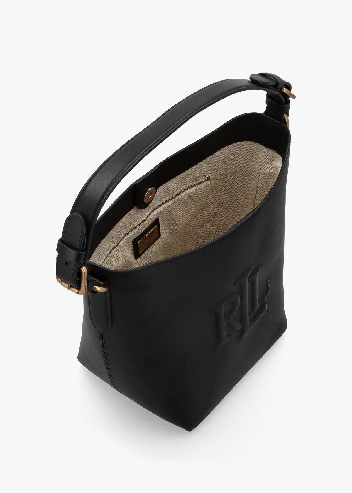 Witley Medium Black Leather Bucket Bag
