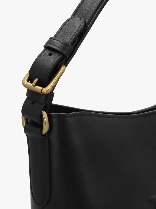 Witley Medium Black Leather Bucket Bag