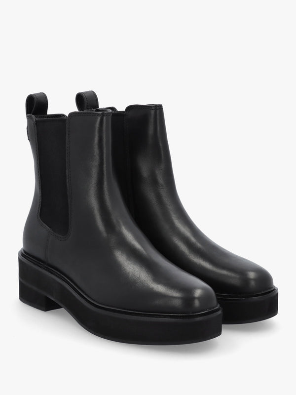 Adrianna Black Leather Chunky Chelsea Boots