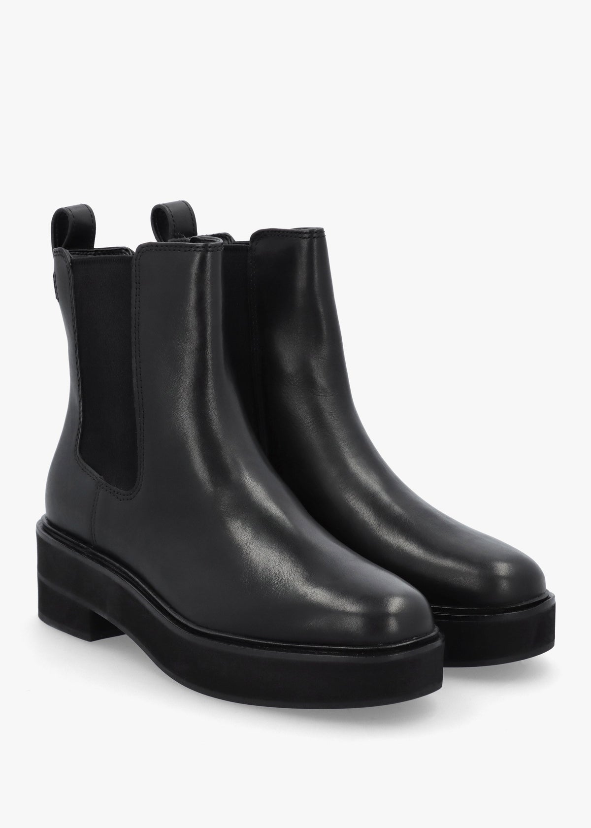 Adrianna Black Leather Chunky Chelsea Boots