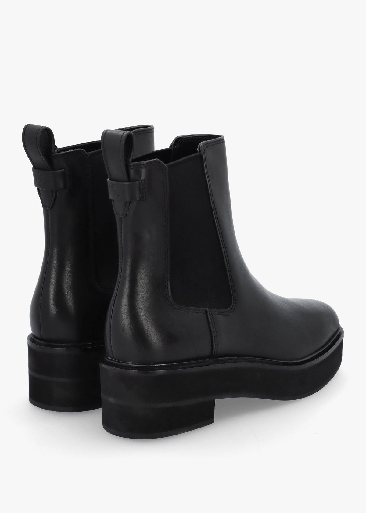 Adrianna Black Leather Chunky Chelsea Boots
