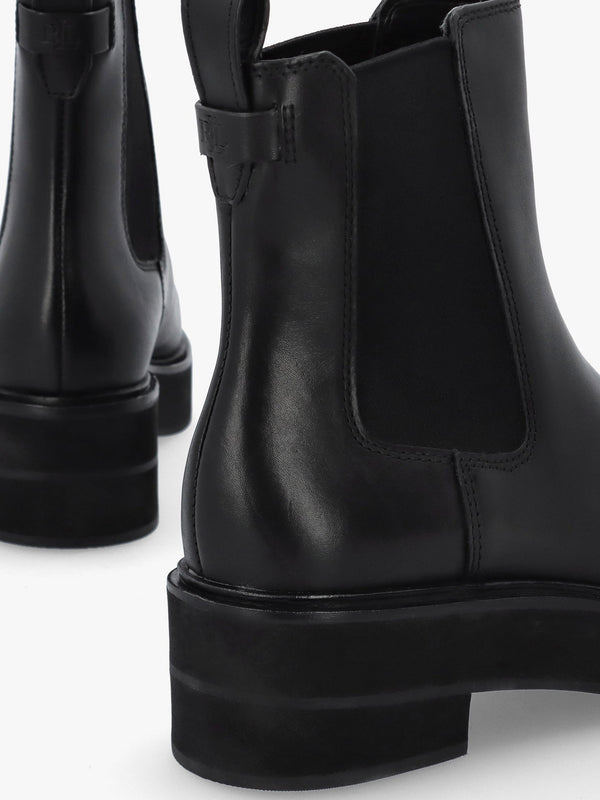 Adrianna Black Leather Chunky Chelsea Boots