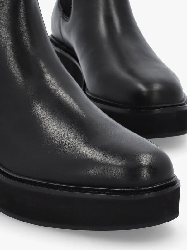 Adrianna Black Leather Chunky Chelsea Boots