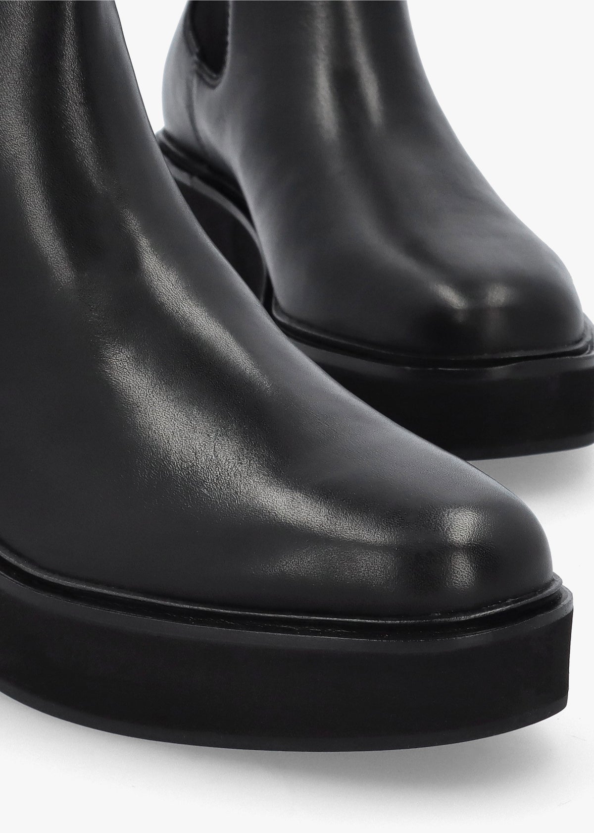 Adrianna Black Leather Chunky Chelsea Boots