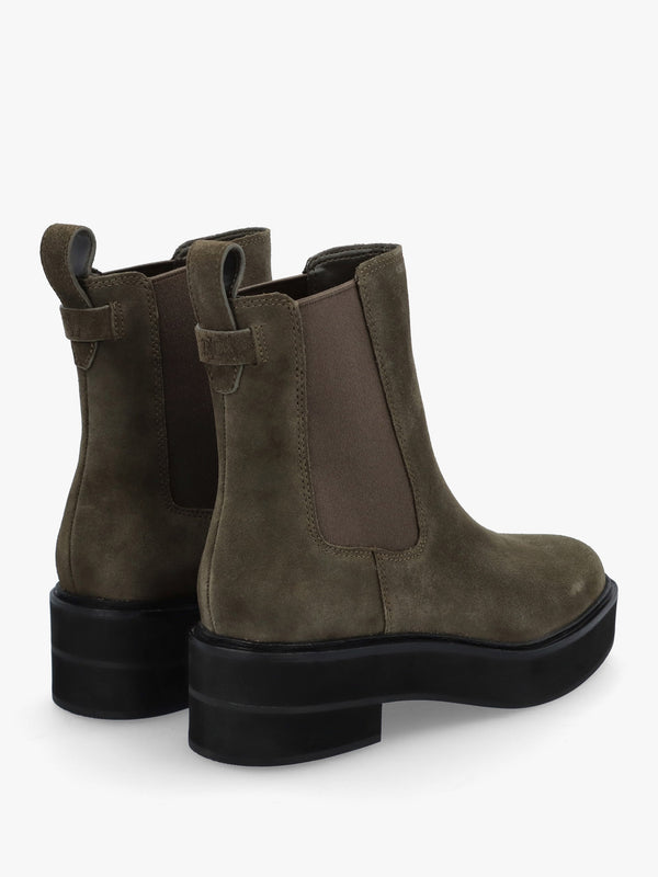 Adrianna Dark Olive Suede Chunky Chelsea Boots